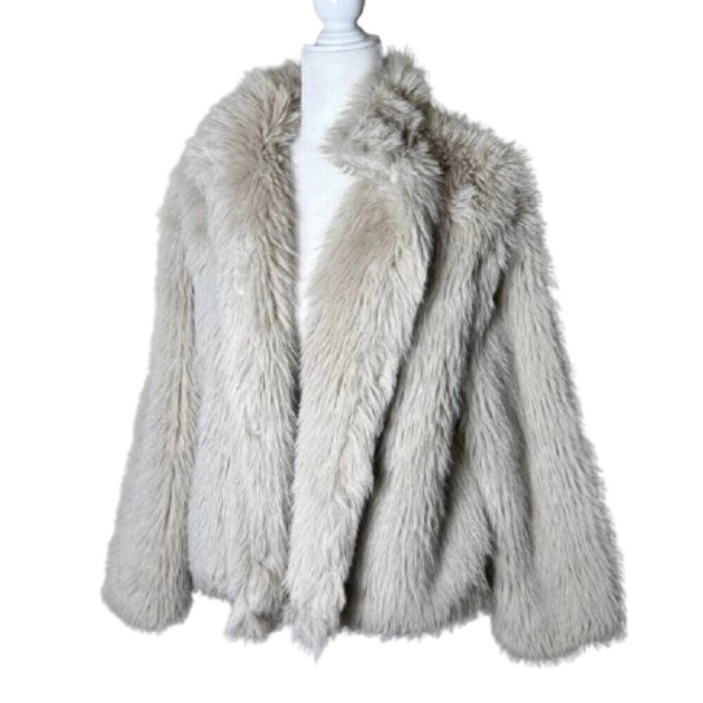 SAGE The Label Faux Fur Coat Jacket Lined Size Medium
